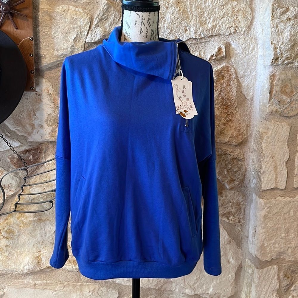 Long Sleeve Royal Blue Top, Size XL